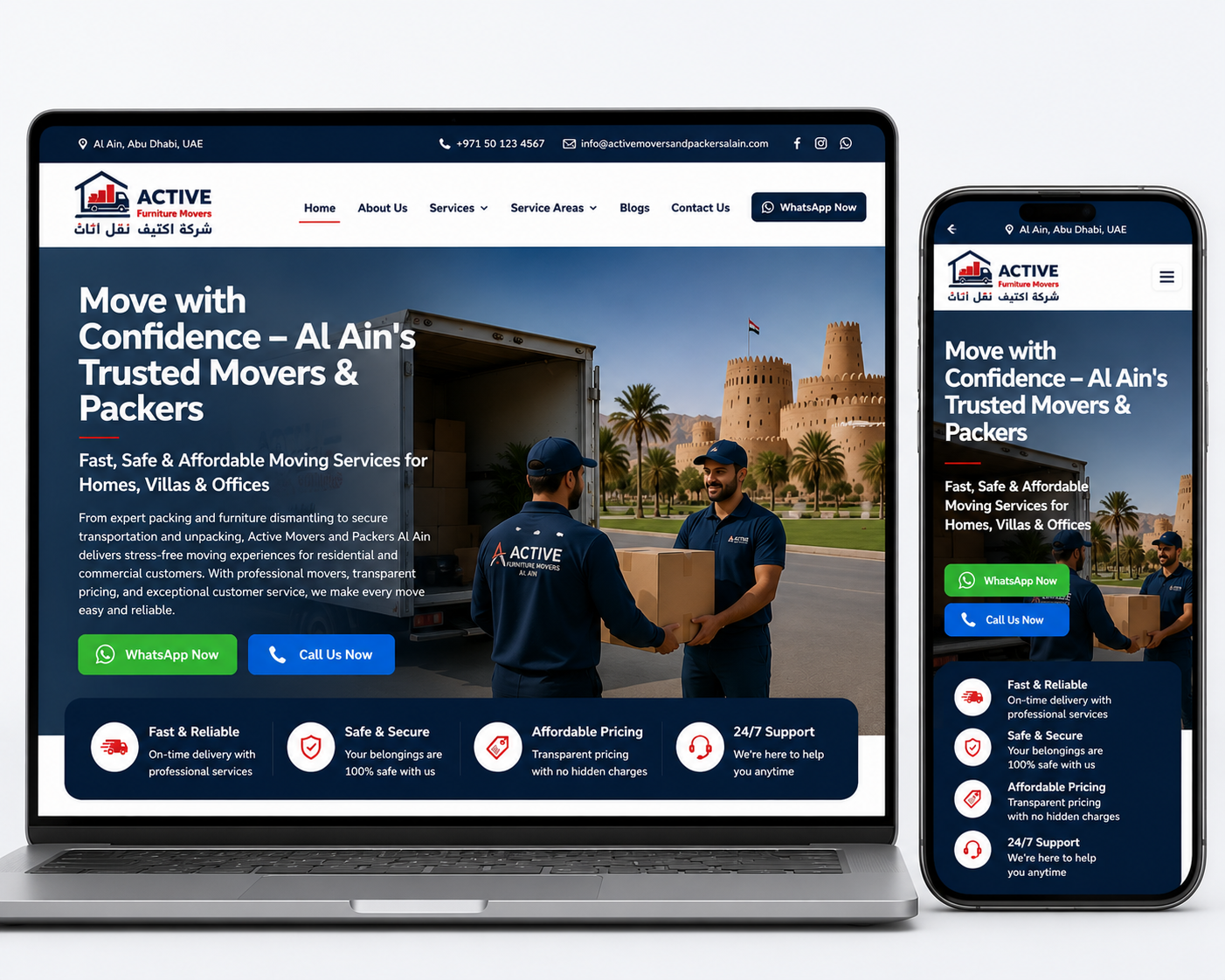 active movers and packers website by Jk Digital Marketing for UAE